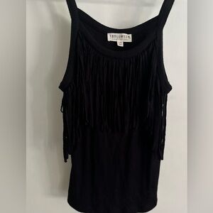 Black Fringe vintage Tank Top